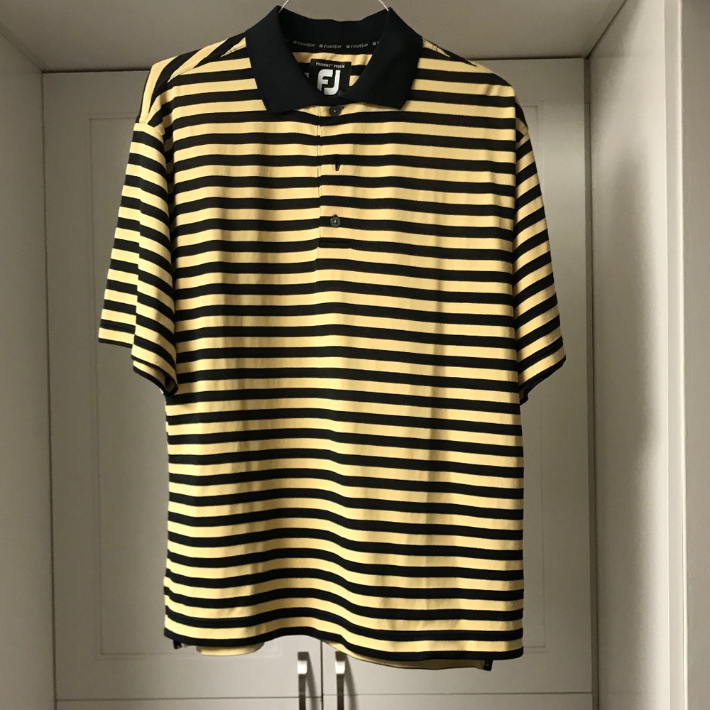 FootJoy Golf Polo Short Sleeve Shirt Men’s L Black & Yellow